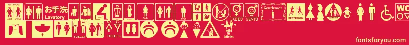 フォントRestroomSignsTfb – 黄色の文字、赤い背景