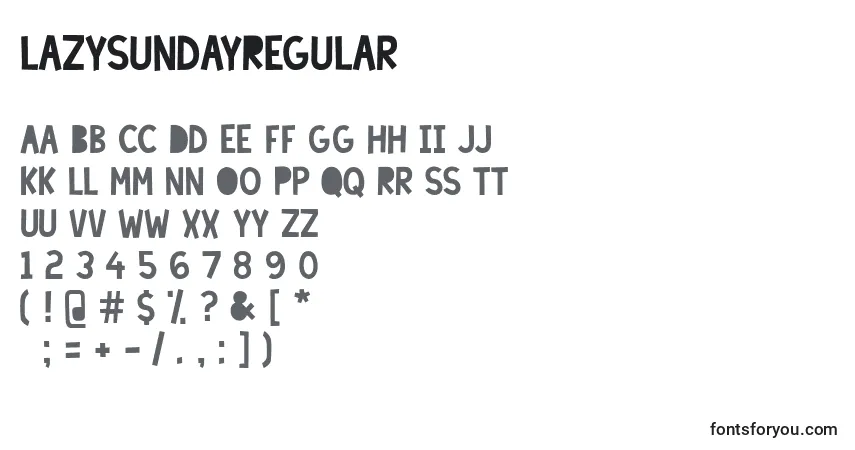 Czcionka LazySundayRegular – alfabet, cyfry, specjalne znaki
