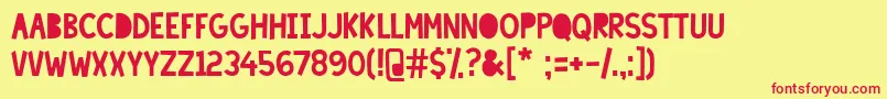 LazySundayRegular Font – Red Fonts on Yellow Background