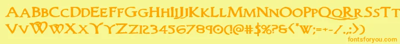 Woodgodboldexpand Font – Orange Fonts on Yellow Background