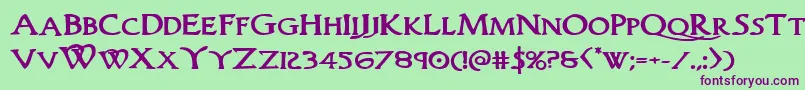 Woodgodboldexpand Font – Purple Fonts on Green Background