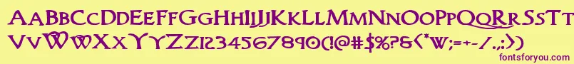 Woodgodboldexpand Font – Purple Fonts on Yellow Background