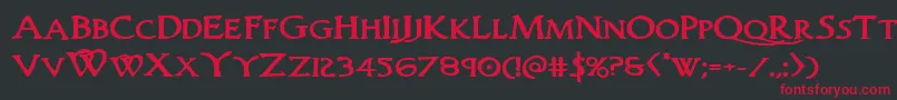 Woodgodboldexpand Font – Red Fonts on Black Background