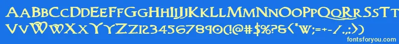 Woodgodboldexpand Font – Yellow Fonts on Blue Background