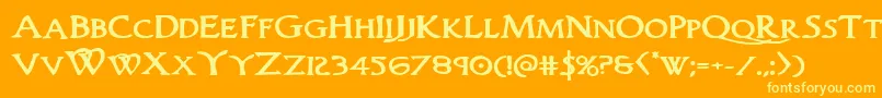 Woodgodboldexpand Font – Yellow Fonts on Orange Background