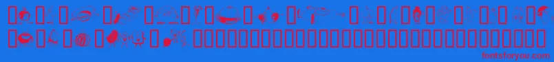 Yummi Font – Red Fonts on Blue Background