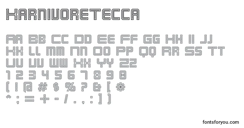 characters of karnivoretecca font, letter of karnivoretecca font, alphabet of  karnivoretecca font