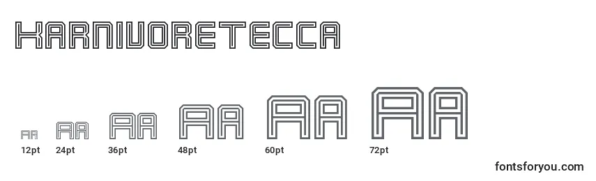 sizes of karnivoretecca font, karnivoretecca sizes