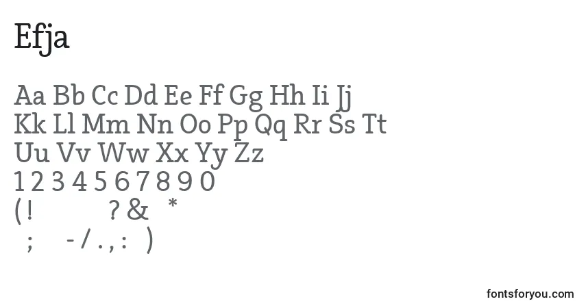 A fonte Efja – alfabeto, números, caracteres especiais