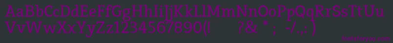 Czcionka Efja – fioletowe czcionki na czarnym tle