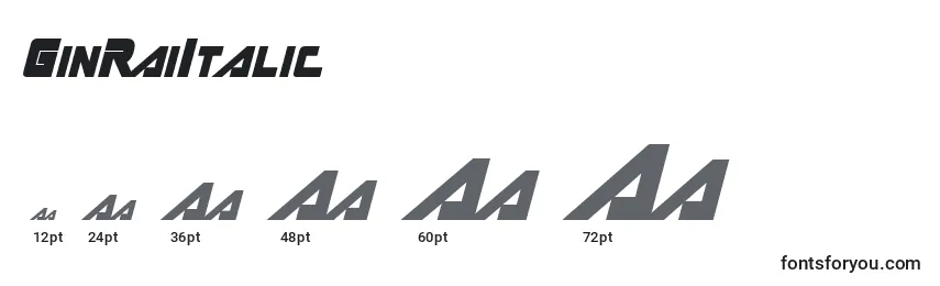 Размеры шрифта GinRaiItalic (58001)