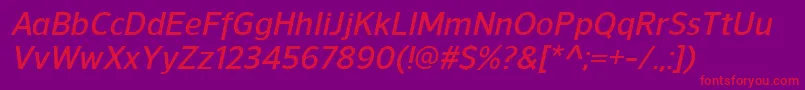 NuorderDemibolditalic Font – Red Fonts on Purple Background