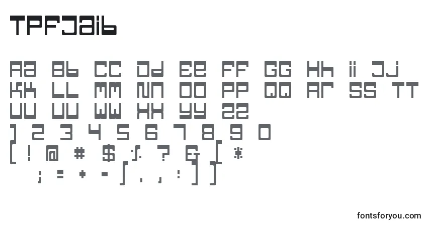Schriftart TpfJaib – Alphabet, Zahlen, spezielle Symbole