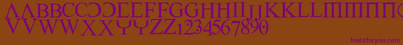 Weitere Informationen zur Empiric-Schriftart Empiric-Schriftart – Violette Schriften auf braunem Hintergrund