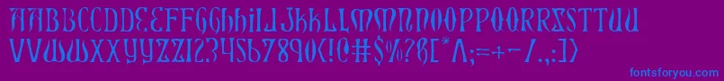 Czcionka XiphosLight – niebieskie czcionki na fioletowym tle