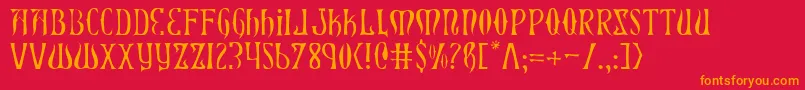 XiphosLight-Schriftart – Orangefarbene Schriften auf rotem Hintergrund