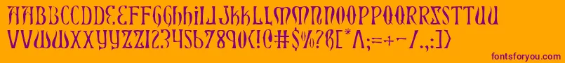 XiphosLight-Schriftart – Violette Schriften auf orangefarbenem Hintergrund