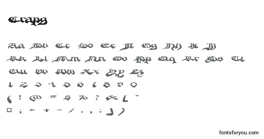 Schriftart Crapg – Alphabet, Zahlen, spezielle Symbole