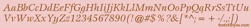 More about EspritstdBookitalic Font EspritstdBookitalic Font – Brown Fonts on Pink Background