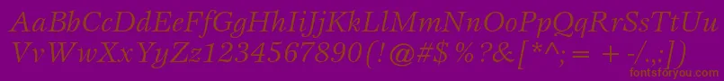 EspritstdBookitalic-Schriftart – Braune Schriften auf violettem Hintergrund