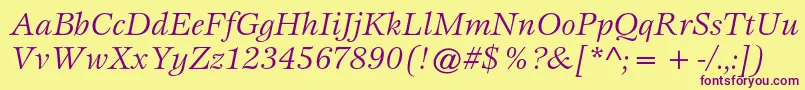 EspritstdBookitalic Font – Purple Fonts on Yellow Background
