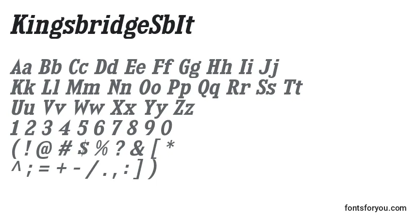Czcionka KingsbridgeSbIt – alfabet, cyfry, specjalne znaki