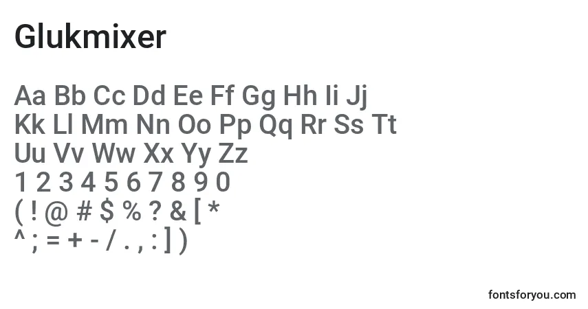 A fonte Glukmixer – alfabeto, números, caracteres especiais