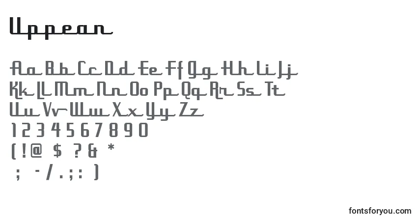 Czcionka Uppean – alfabet, cyfry, specjalne znaki