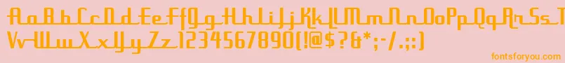 フォントUppean – オレンジの文字がピンクの背景にあります。