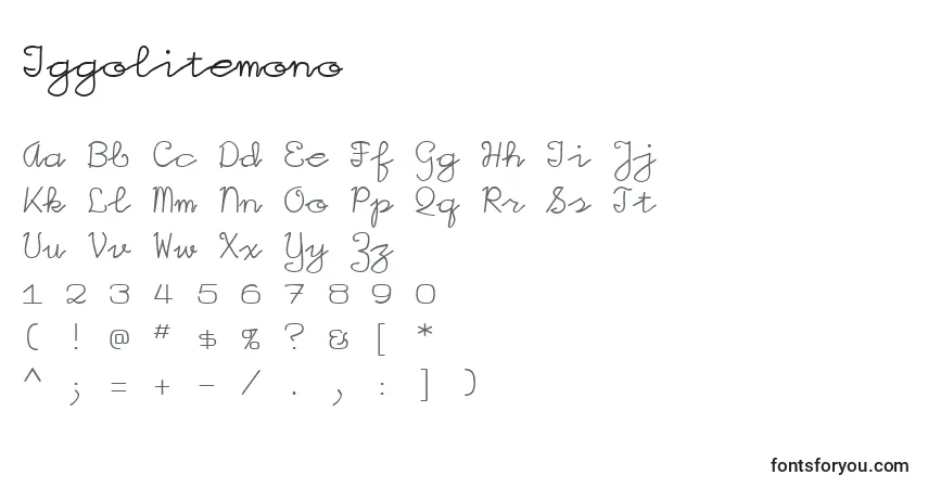 A fonte Iggolitemono – alfabeto, números, caracteres especiais