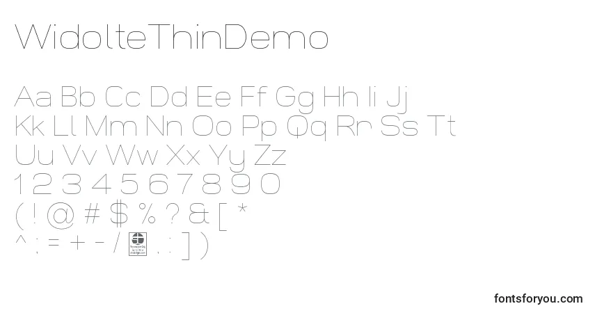WidolteThinDemo-fontti – aakkoset, numerot, erikoismerkit