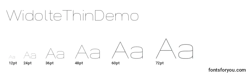 Размеры шрифта WidolteThinDemo