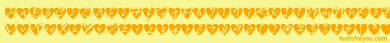 Allheart-Schriftart – Orangefarbene Schriften auf gelbem Hintergrund