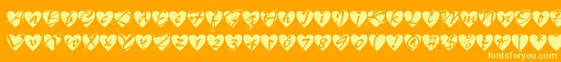 Fonte Allheart – fontes amarelas em um fundo laranja