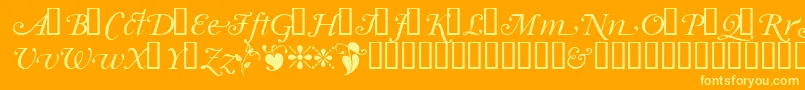 Garrymondrianswashsh-Schriftart – Gelbe Schriften auf orangefarbenem Hintergrund