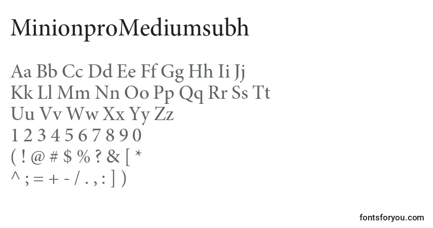 Czcionka MinionproMediumsubh – alfabet, cyfry, specjalne znaki