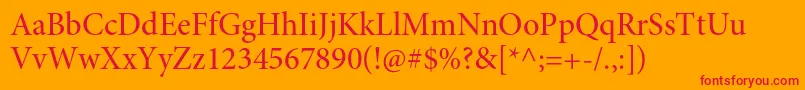 MinionproMediumsubh-Schriftart – Rote Schriften auf orangefarbenem Hintergrund
