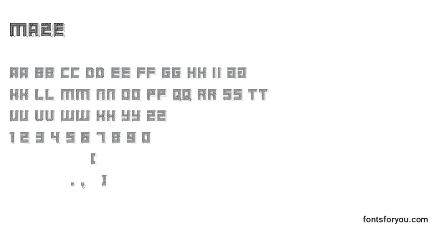 A fonte Maze – alfabeto, números, caracteres especiais