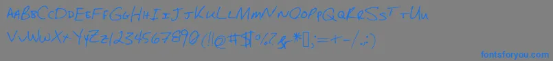 SaradunnHand-Schriftart – Blaue Schriften auf grauem Hintergrund
