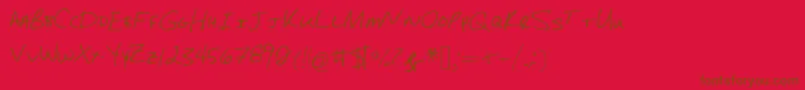SaradunnHand Font – Brown Fonts on Red Background