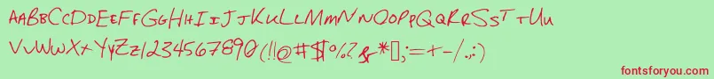 SaradunnHand Font – Red Fonts on Green Background