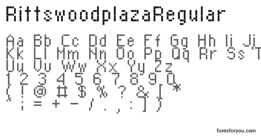 A fonte RittswoodplazaRegular – alfabeto, números, caracteres especiais
