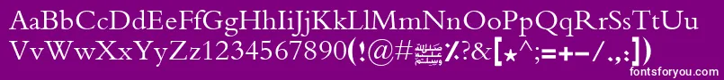 Advertisingbold-fontti – valkoiset fontit violetilla taustalla