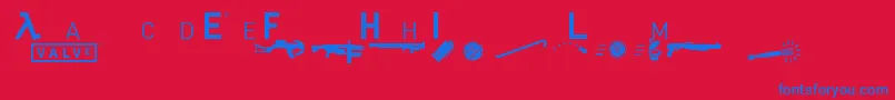 Hl2mp-Schriftart – Blaue Schriften auf rotem Hintergrund