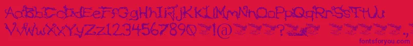 Czcionka UponTheOvergrowth – fioletowe czcionki na czerwonym tle