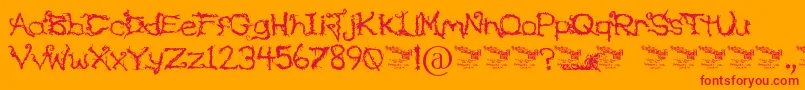 UponTheOvergrowth-Schriftart – Rote Schriften auf orangefarbenem Hintergrund