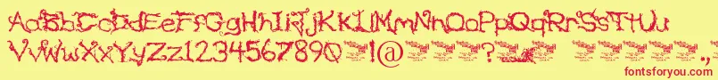 フォントUponTheOvergrowth – 赤い文字の黄色い背景