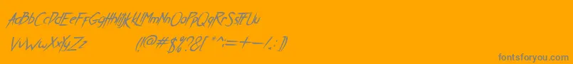 BreatheKarmaItalic-Schriftart – Graue Schriften auf orangefarbenem Hintergrund