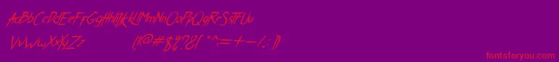 BreatheKarmaItalic-Schriftart – Rote Schriften auf violettem Hintergrund
