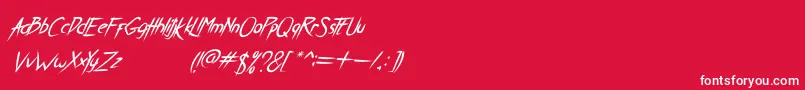 Fonte BreatheKarmaItalic – fontes brancas em um fundo vermelho